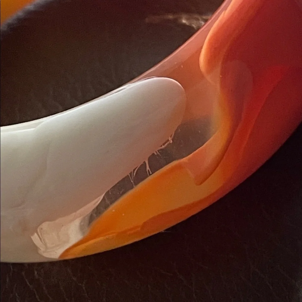 Vintage lucite large bold Vibrant Orange and Yellow Bangle
